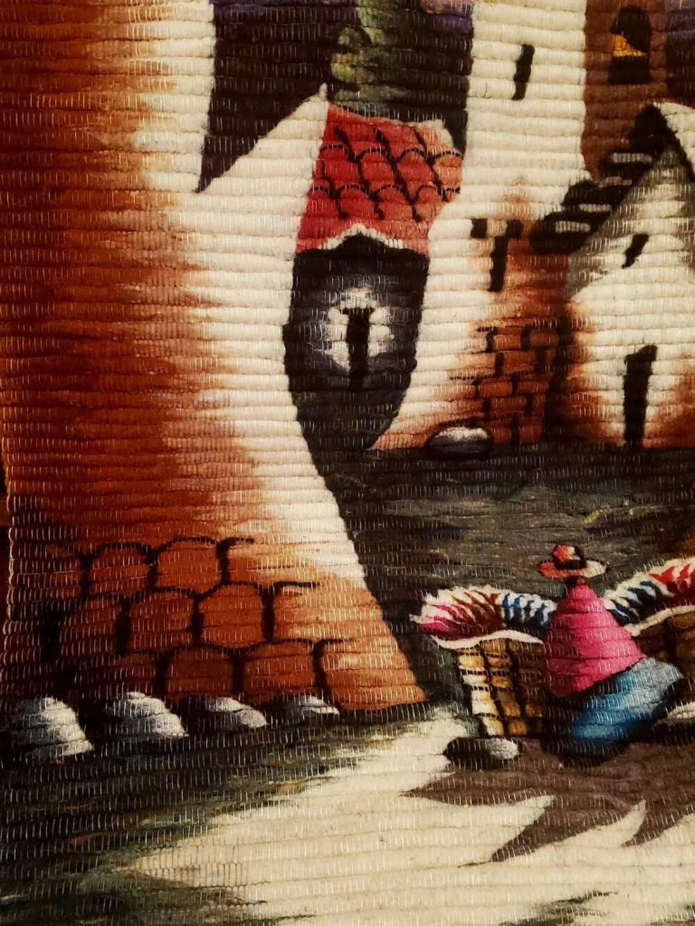 Handwoven Andean Wool Tapestry – Traditional Peruvian Village Wall Hanging